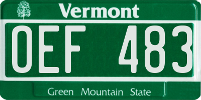 VT license plate OEF483