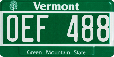VT license plate OEF488