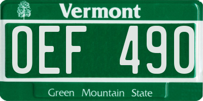 VT license plate OEF490