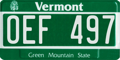 VT license plate OEF497