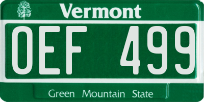 VT license plate OEF499