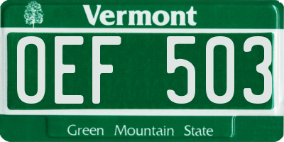 VT license plate OEF503