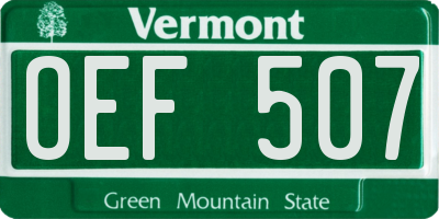 VT license plate OEF507