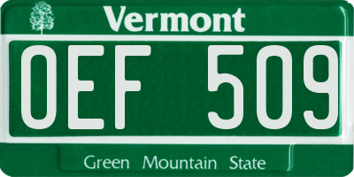 VT license plate OEF509