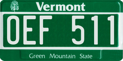 VT license plate OEF511