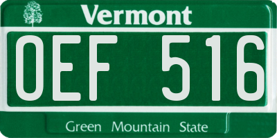 VT license plate OEF516