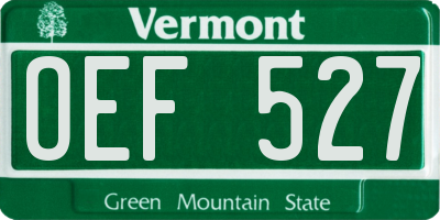 VT license plate OEF527