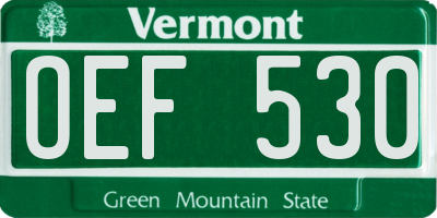 VT license plate OEF530