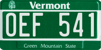 VT license plate OEF541