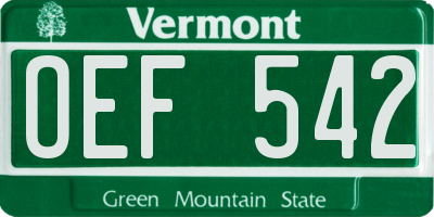 VT license plate OEF542