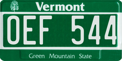 VT license plate OEF544