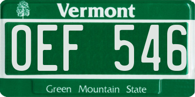 VT license plate OEF546