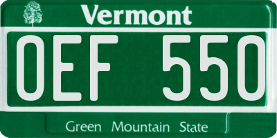 VT license plate OEF550