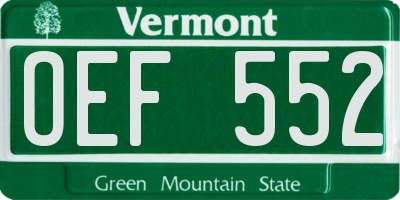 VT license plate OEF552