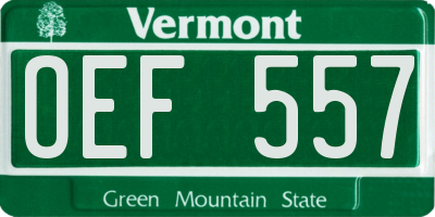 VT license plate OEF557