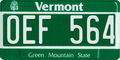 VT license plate OEF564