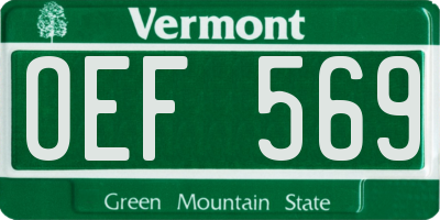 VT license plate OEF569