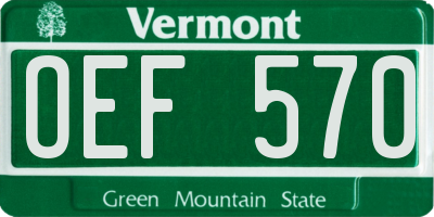 VT license plate OEF570