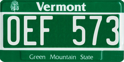 VT license plate OEF573