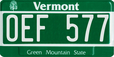 VT license plate OEF577