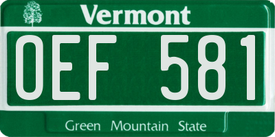 VT license plate OEF581