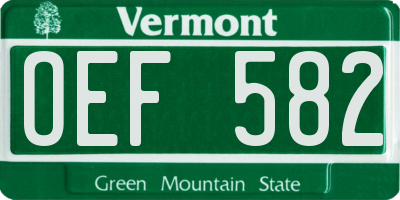 VT license plate OEF582
