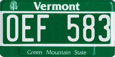 VT license plate OEF583