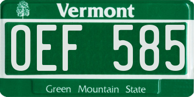 VT license plate OEF585