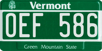 VT license plate OEF586