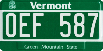 VT license plate OEF587