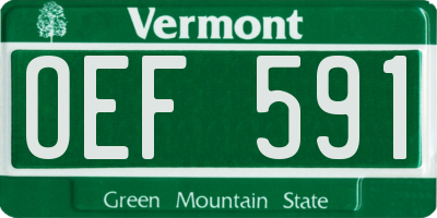 VT license plate OEF591