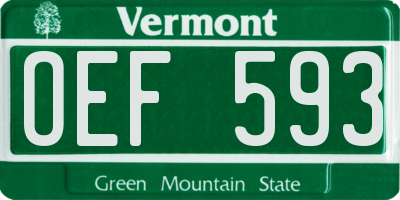 VT license plate OEF593