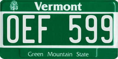 VT license plate OEF599