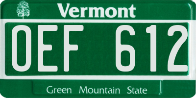 VT license plate OEF612