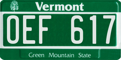 VT license plate OEF617