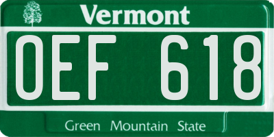 VT license plate OEF618