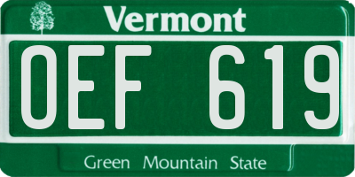 VT license plate OEF619