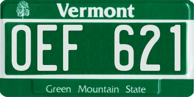 VT license plate OEF621