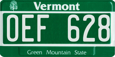 VT license plate OEF628