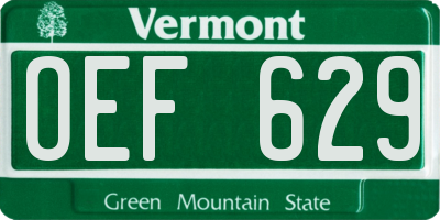 VT license plate OEF629