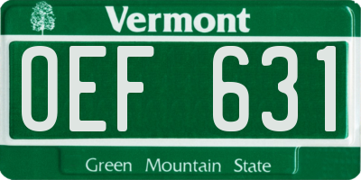 VT license plate OEF631