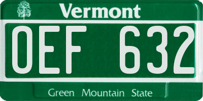 VT license plate OEF632