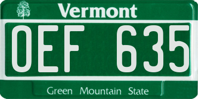 VT license plate OEF635