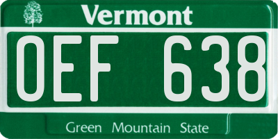 VT license plate OEF638