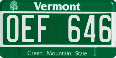 VT license plate OEF646