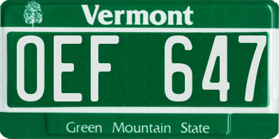 VT license plate OEF647