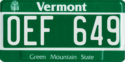 VT license plate OEF649