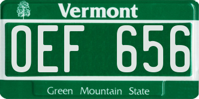 VT license plate OEF656