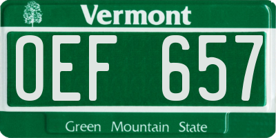 VT license plate OEF657