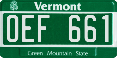 VT license plate OEF661